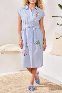 Tribal - Placement Embroidered Shirt Dress