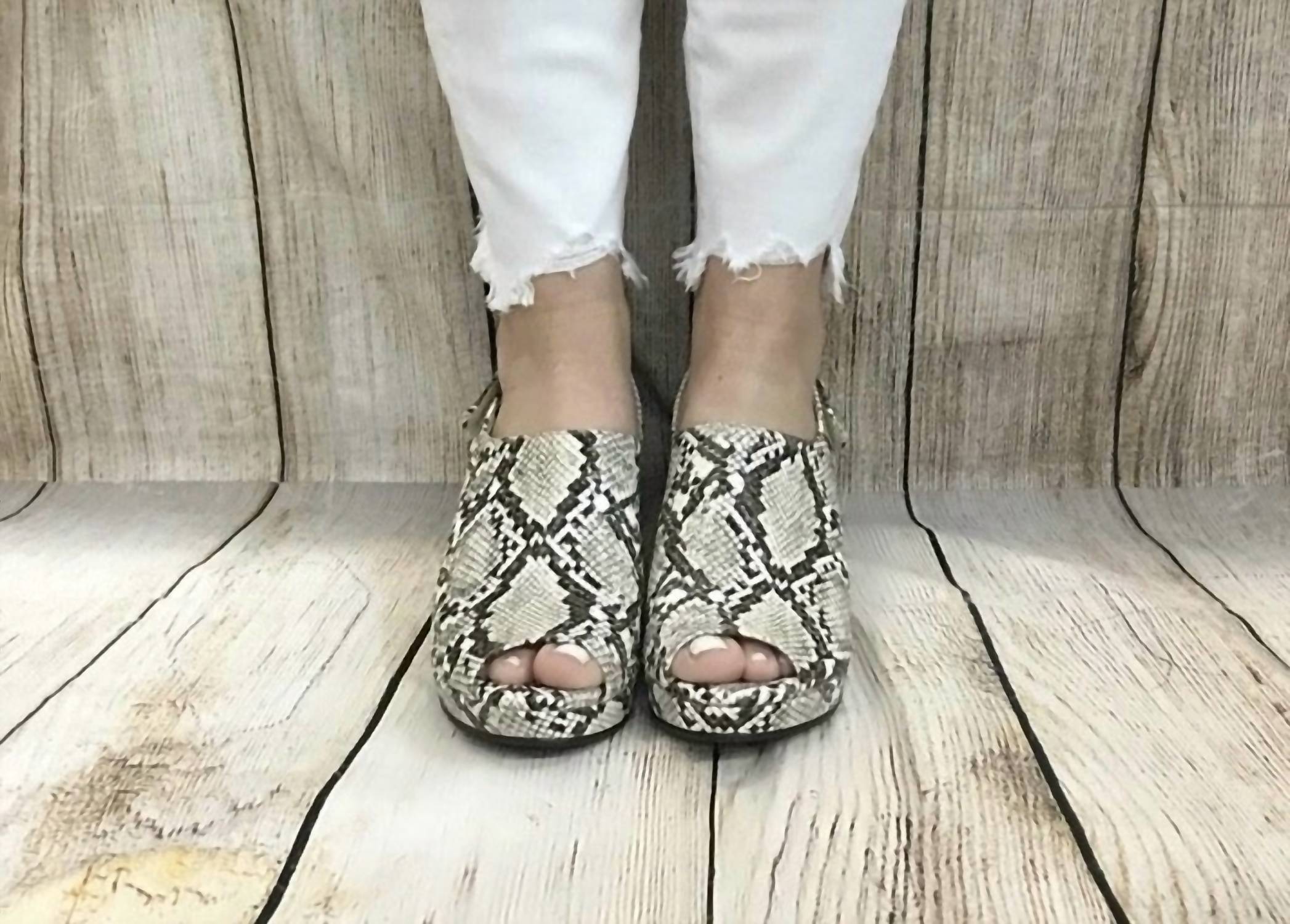 Corkys Footwear - Women's Snake Peep Toe Wedge Sandal