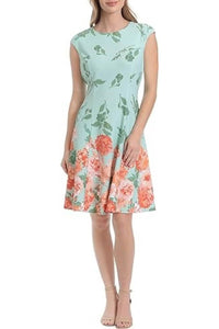 London Times - Floral Print Fit & Flare Dress