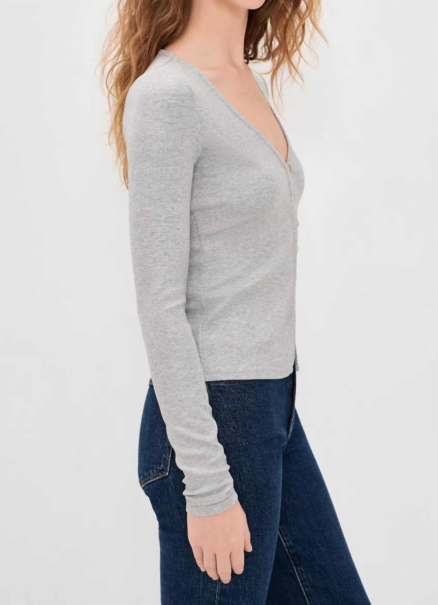 Favorite Daughter Good Luck Long Sleeve Top in grey - women's long sleeve top - alternate view