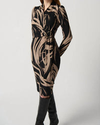 Joseph Ribkoff - Long Sleeve Sheath Dress With Side Buckle