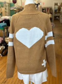Pink Pineapple - Varsity Chunky Heart Cardigan