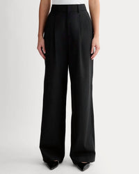 Everlane Way High Drape Pleated Pants in buttersmooth black - women's pants