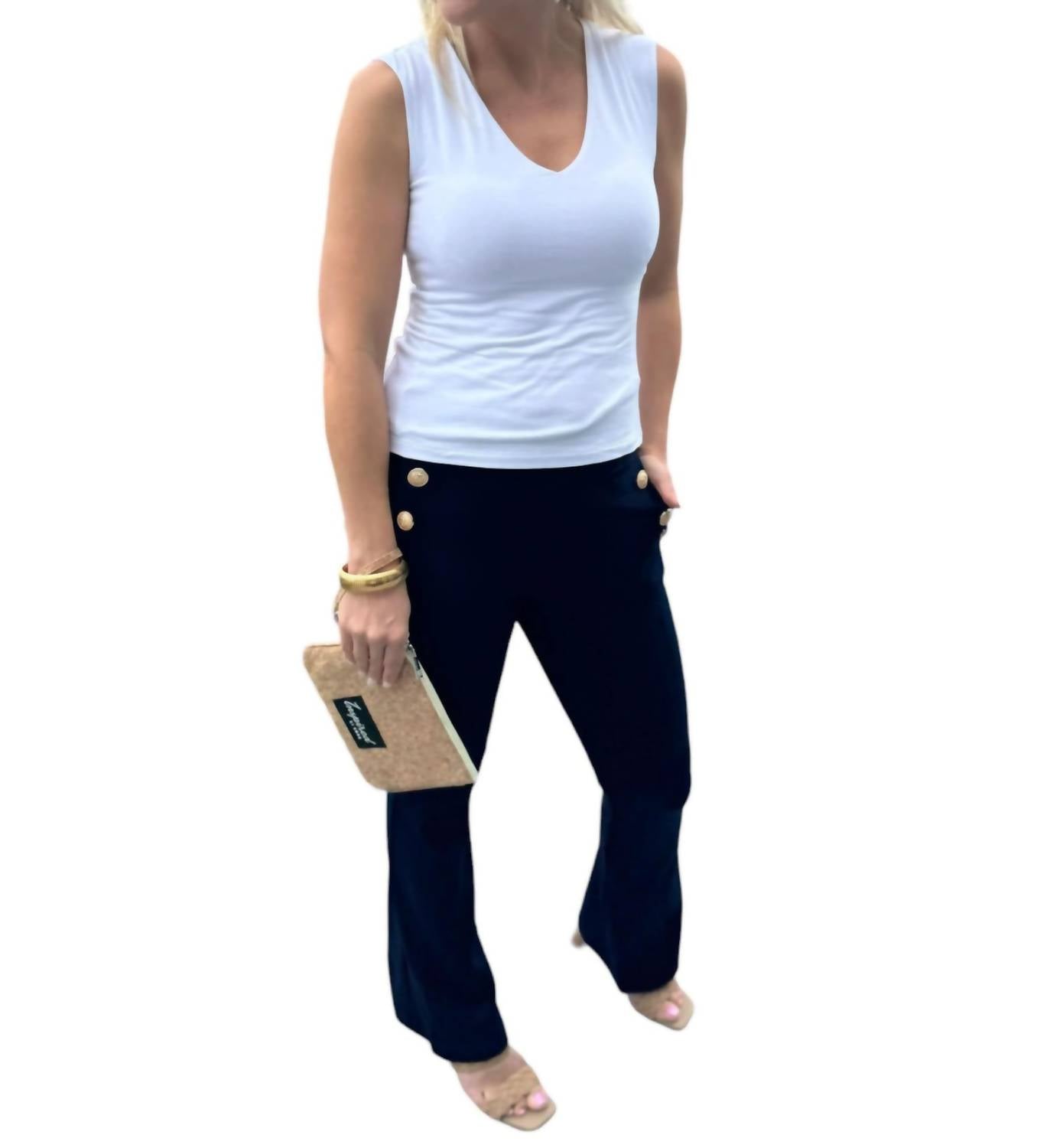 Veronica M - Ponte Pants With Gold Buttons
