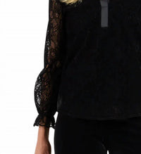 Jude Connally - Teri Flocked Lace Scallop Ruffle Neck Top