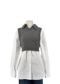 Alexander Wang - Oxford Bi-layer With Cropped Wool Vest