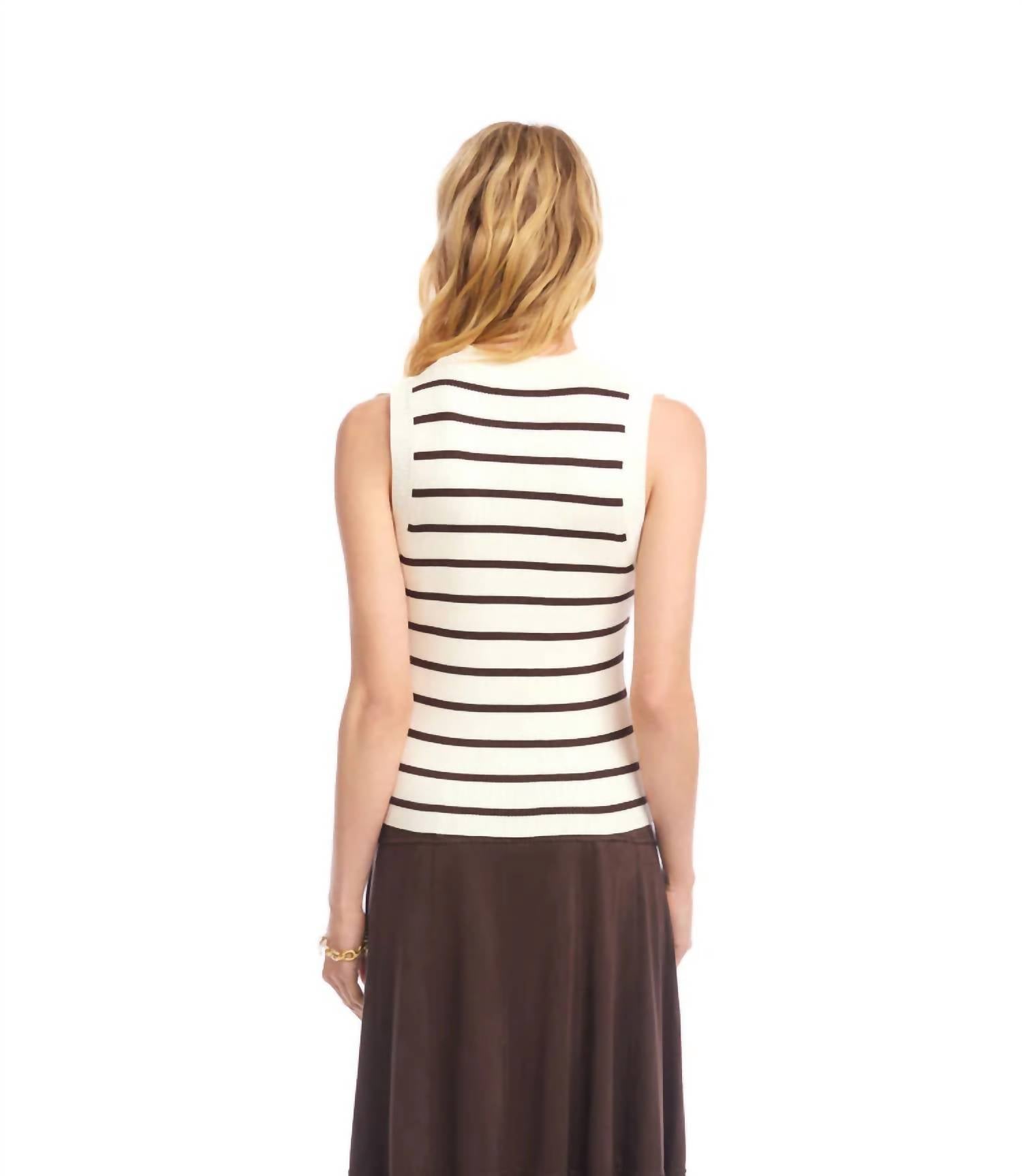 Karen Kane - Rebecca Ribbed Stripe Sleeveless Sweater Tank