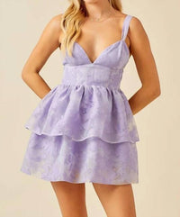 Day + Moon - Floral Organza Tiered Romper Dress