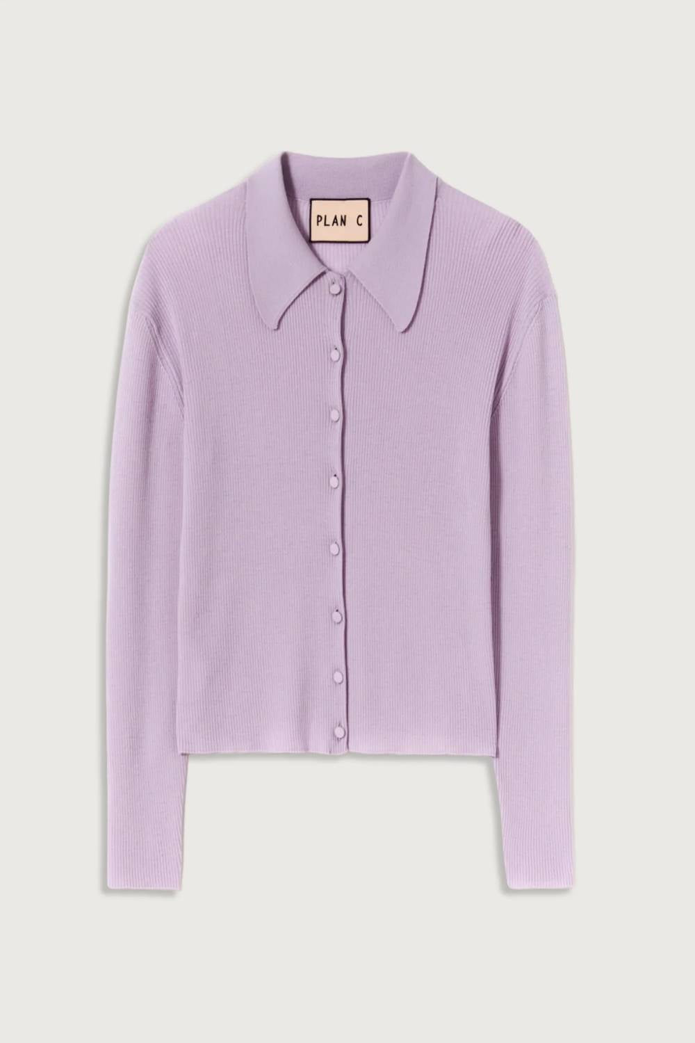 Plan C - Shirt Collar Merino Wool Cardigan