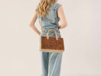 Trinity Ranch - Floral Tooled Leather Western Satchel Tote Bag