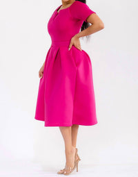 Karen T Design Pleated Midi Dress in magenta - women's dress - view 5
