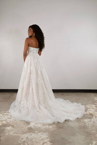 Essence Of Australia - Romantic Strapless Lace And Sparkle Tulle A-line Wedding Dress