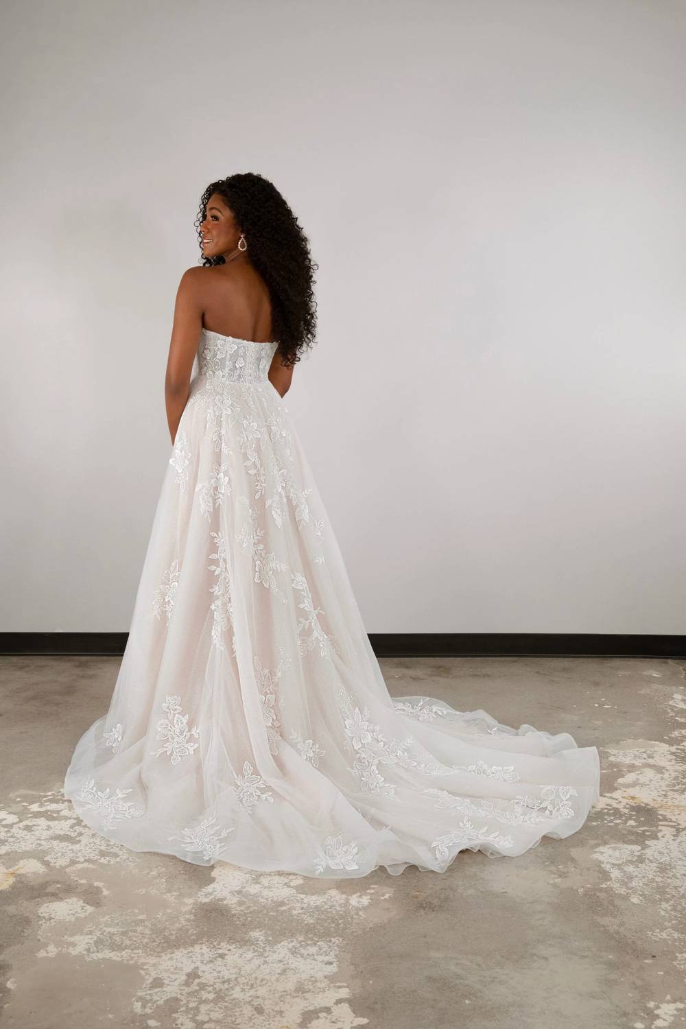 Essence Of Australia - Romantic Strapless Lace And Sparkle Tulle A-line Wedding Dress