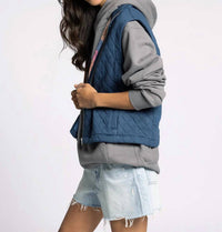 Thread & Supply Desiree Vest in quilted vintage indigo - women's jacket - alternate view
