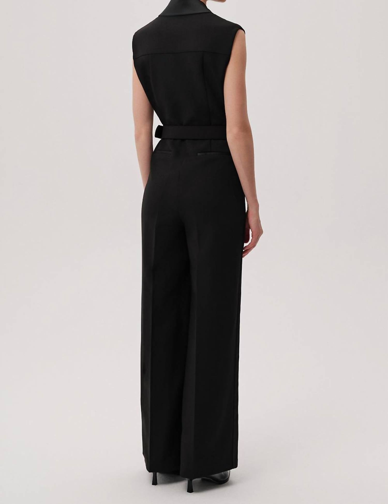 EXQUISE Onyx Sleeveless Jumpsuit in black 1 - women's pants - alternate view