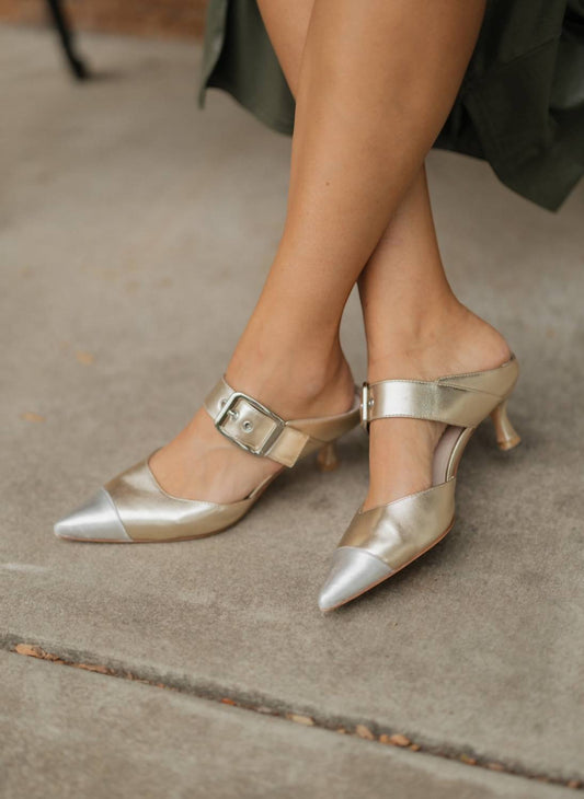 Koko + Palenki - Women's Paloma Pointed Cap Toe Kitten Heel Mule