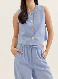 Entro - Striped Sleeveless Cropped Vest