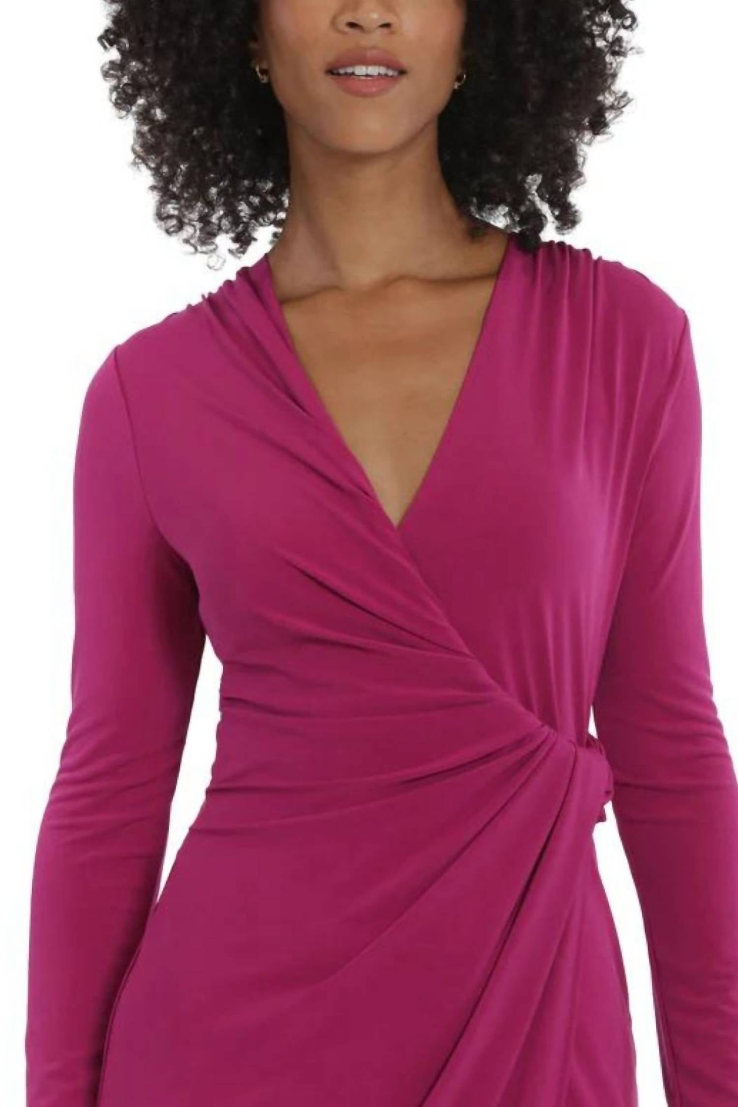 Maggy London - Long Sleeve Twisted-waist Wrap Dress