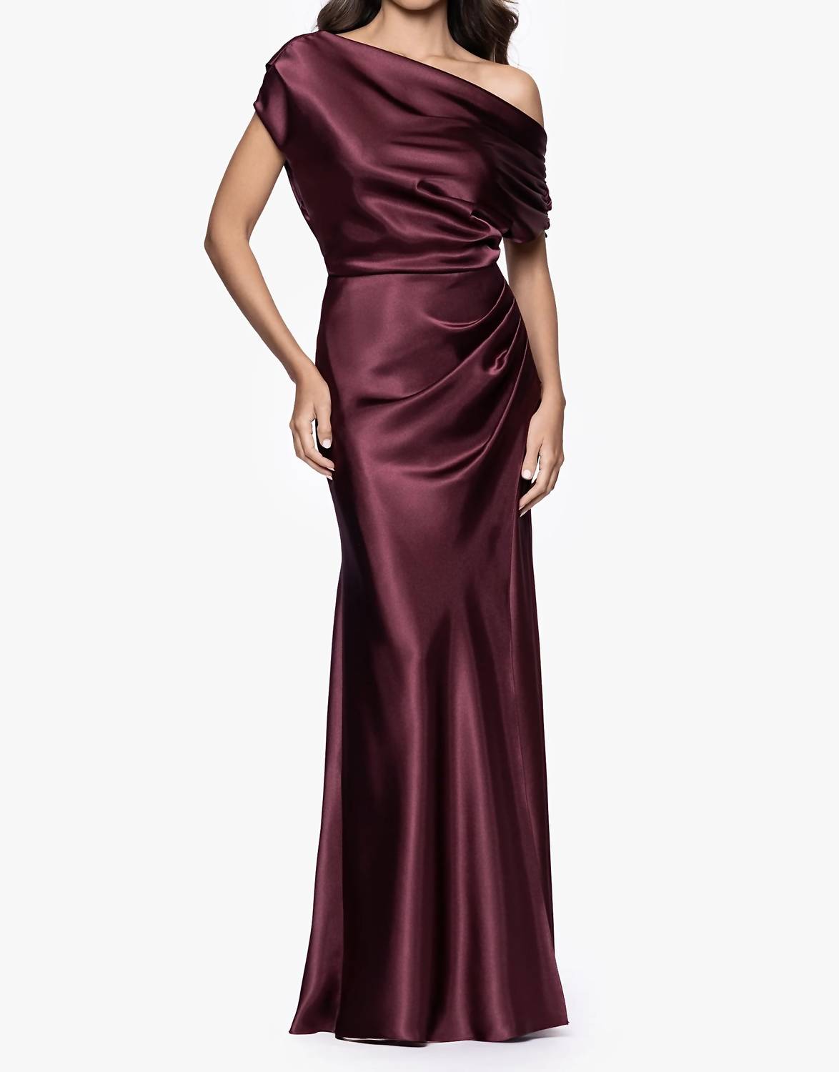 Betsy & Adam - Sofia Satin Drop Shoulder Dress