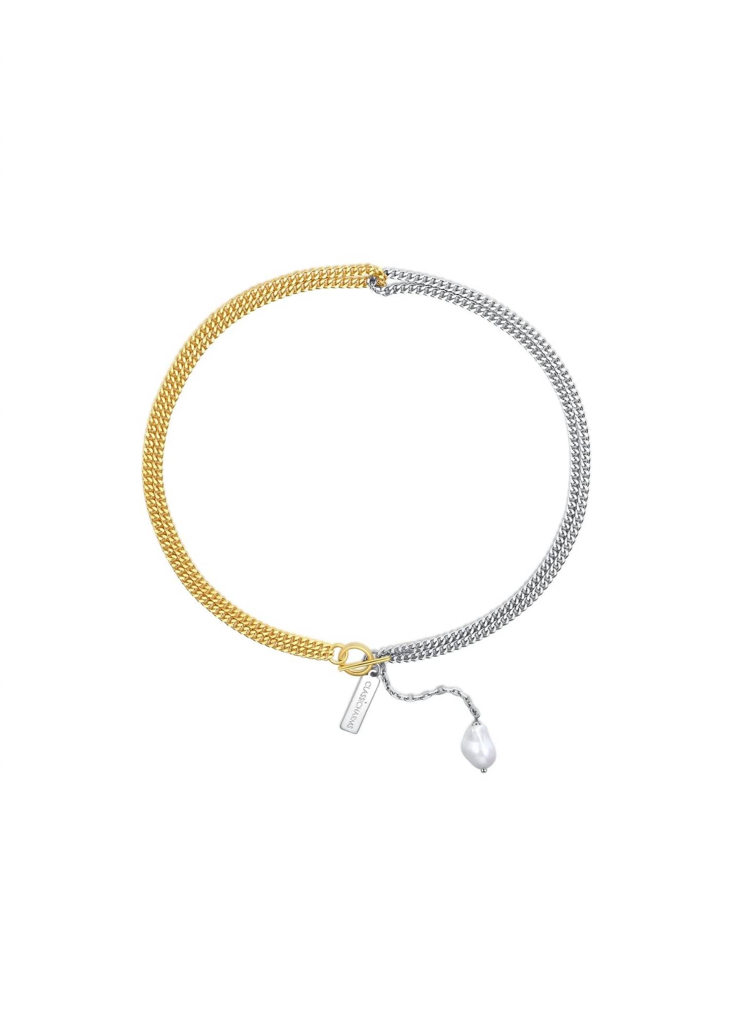 Classicharms - Women's Two-tone Chain Pearl Necklace