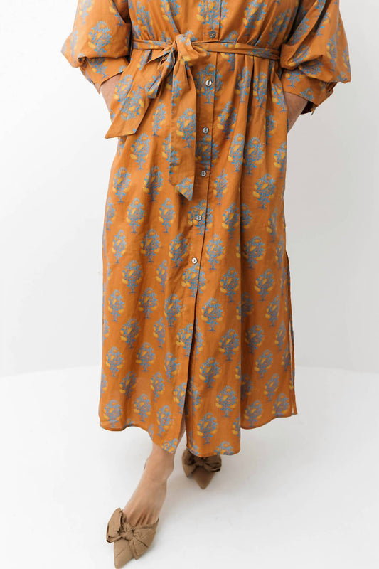 Entro - Botanical Print Half Sleeve Midi Dress