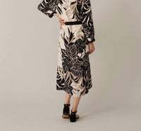Joseph Ribkoff Floral Belted Shirt Dress in beige black - women's dress - detail view
