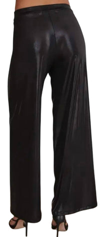 Venti6 - Elastic Waistband Metallic Wide Leg Pants