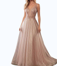 Andrea & Leo Couture Vespertine Beaded Gown in rose gold - women's dress