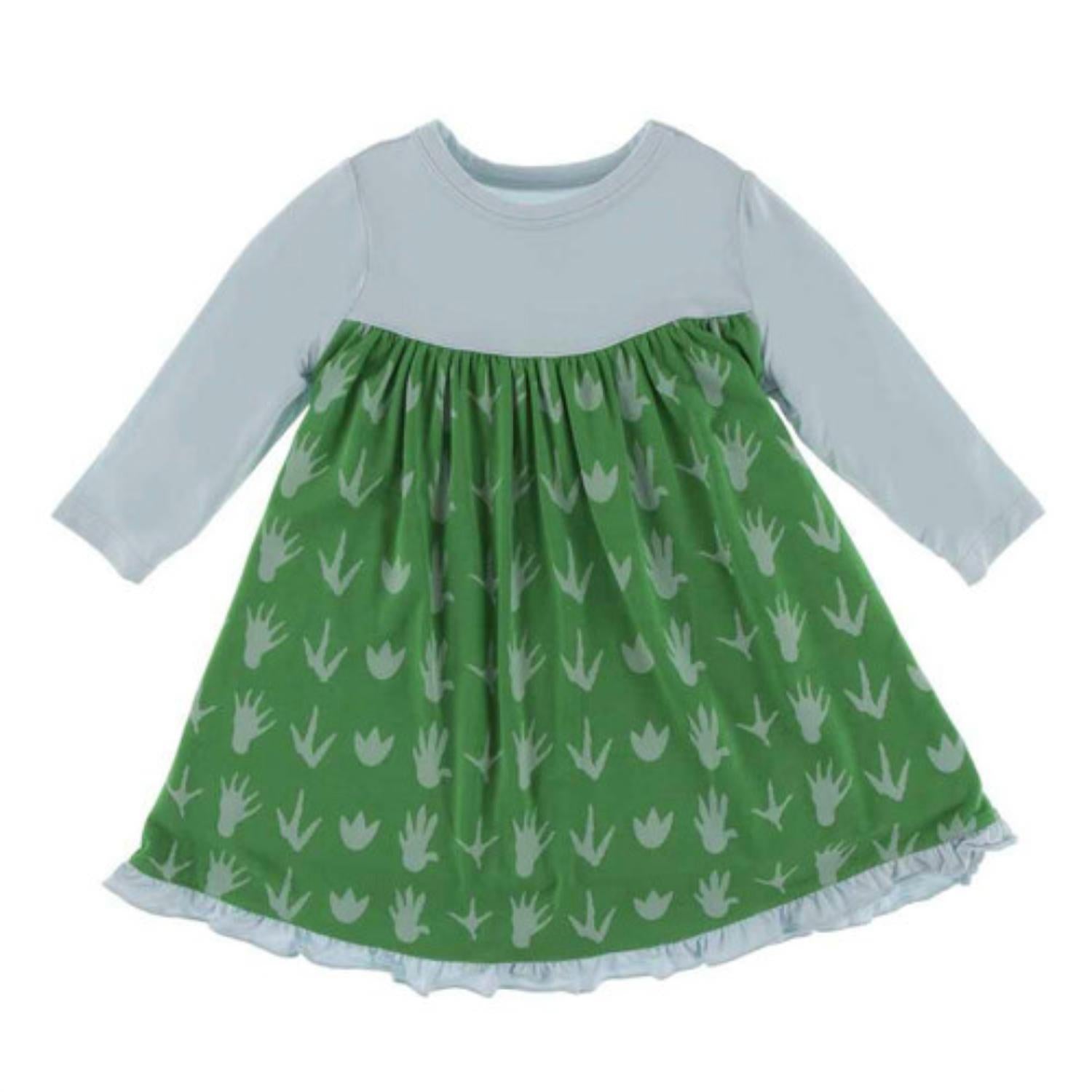 Kickee - Girls' Print Classic Long Sleeve Swing Dress