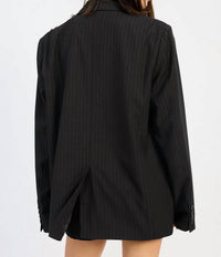 Emory Park Pin Stripe Oversized Blazer in black - women's jacket - alternate view