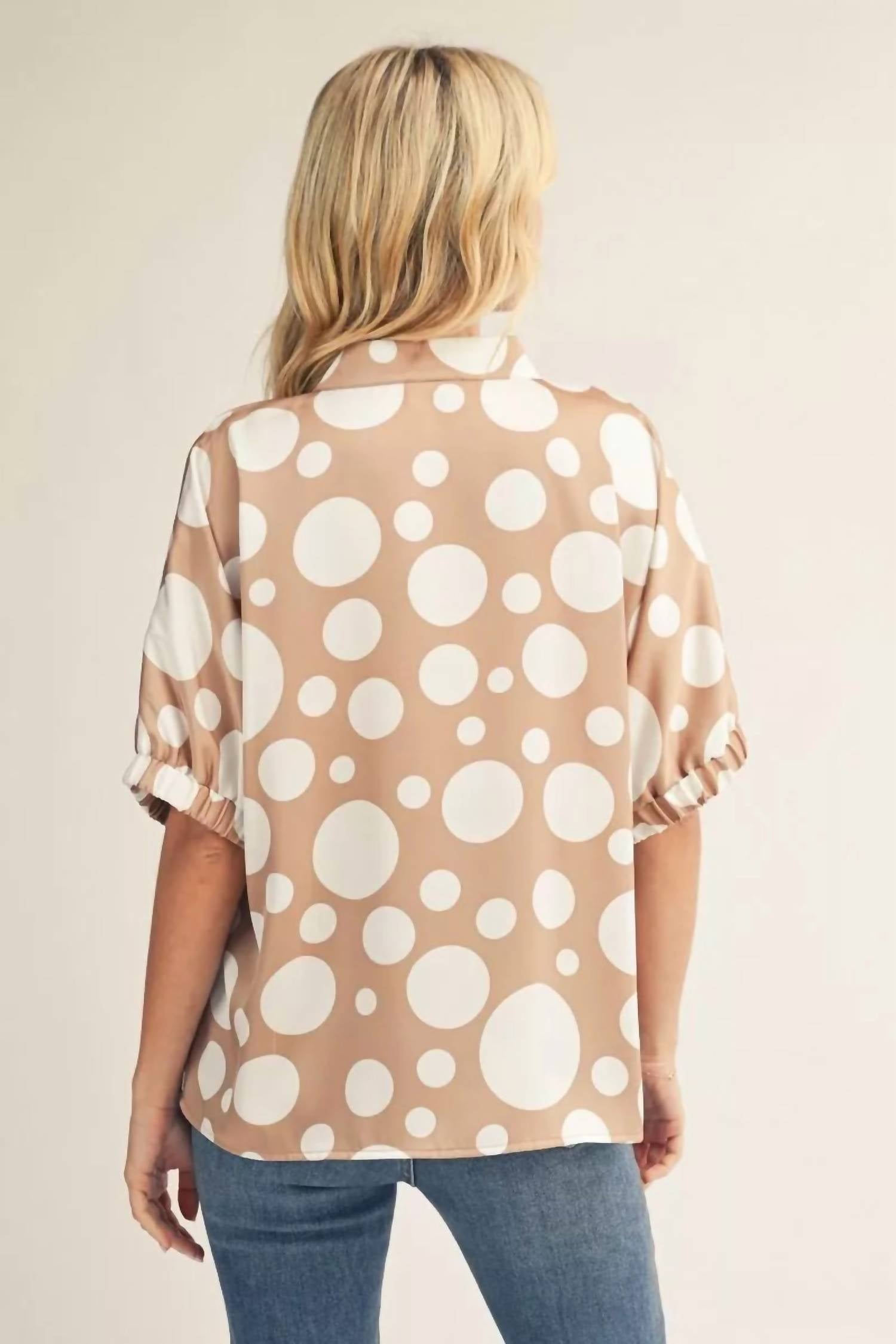 Jodifl - Polka Dot Split-neck Blouse