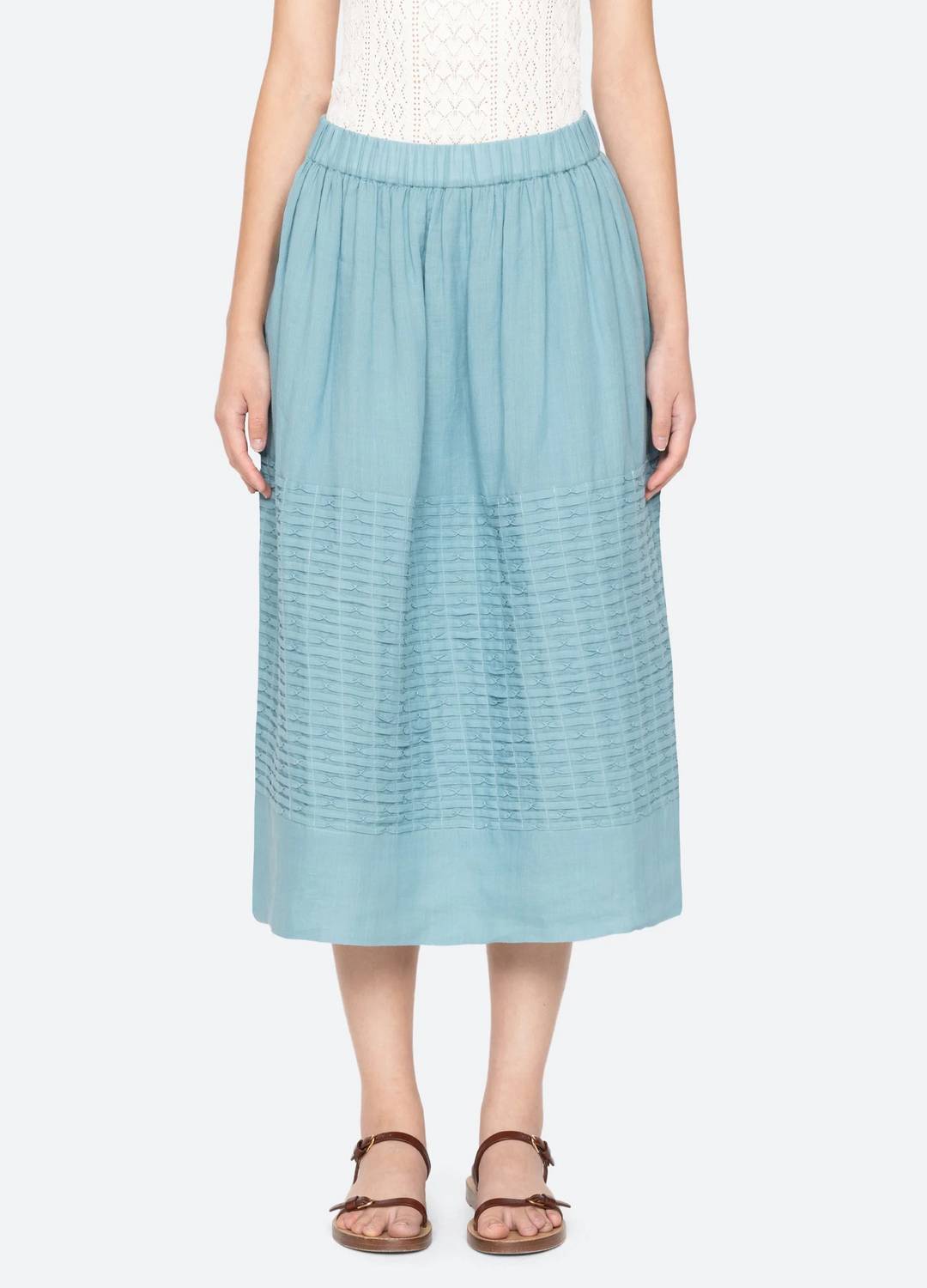 Sea - Pintuck Midi Skirt