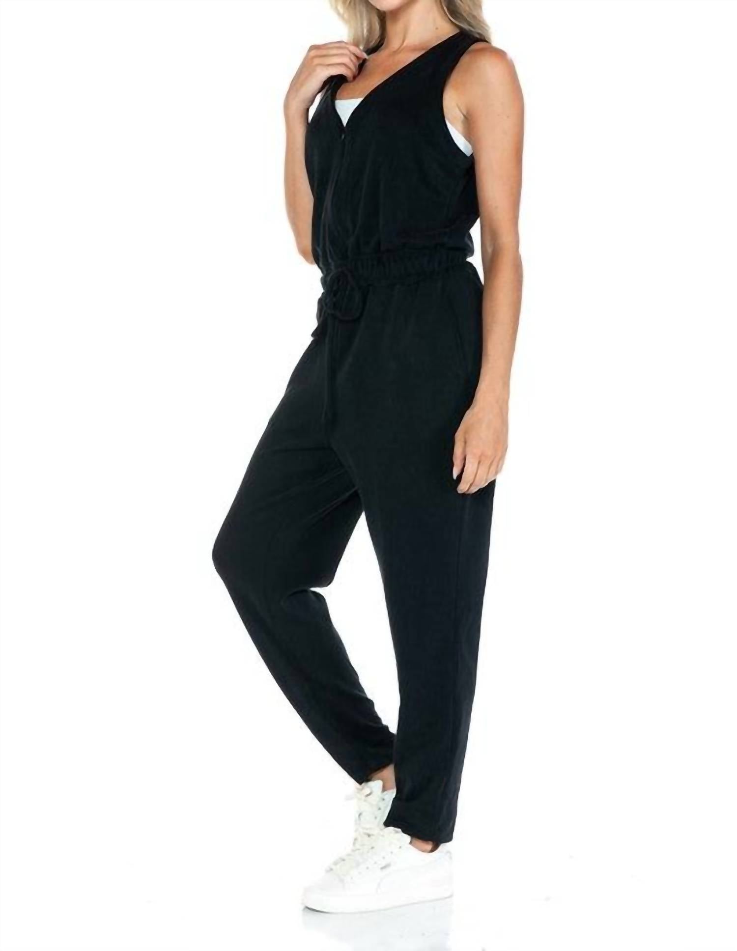 ariella Scuba Sleeveless Jumpsuit in black - women's pants - alternate view