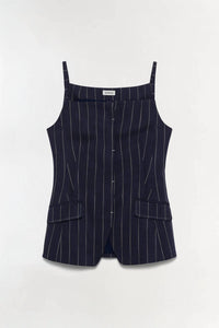 SIMKHAI Edie Square Neck Top in midnight stripe - women's shirt - view 5