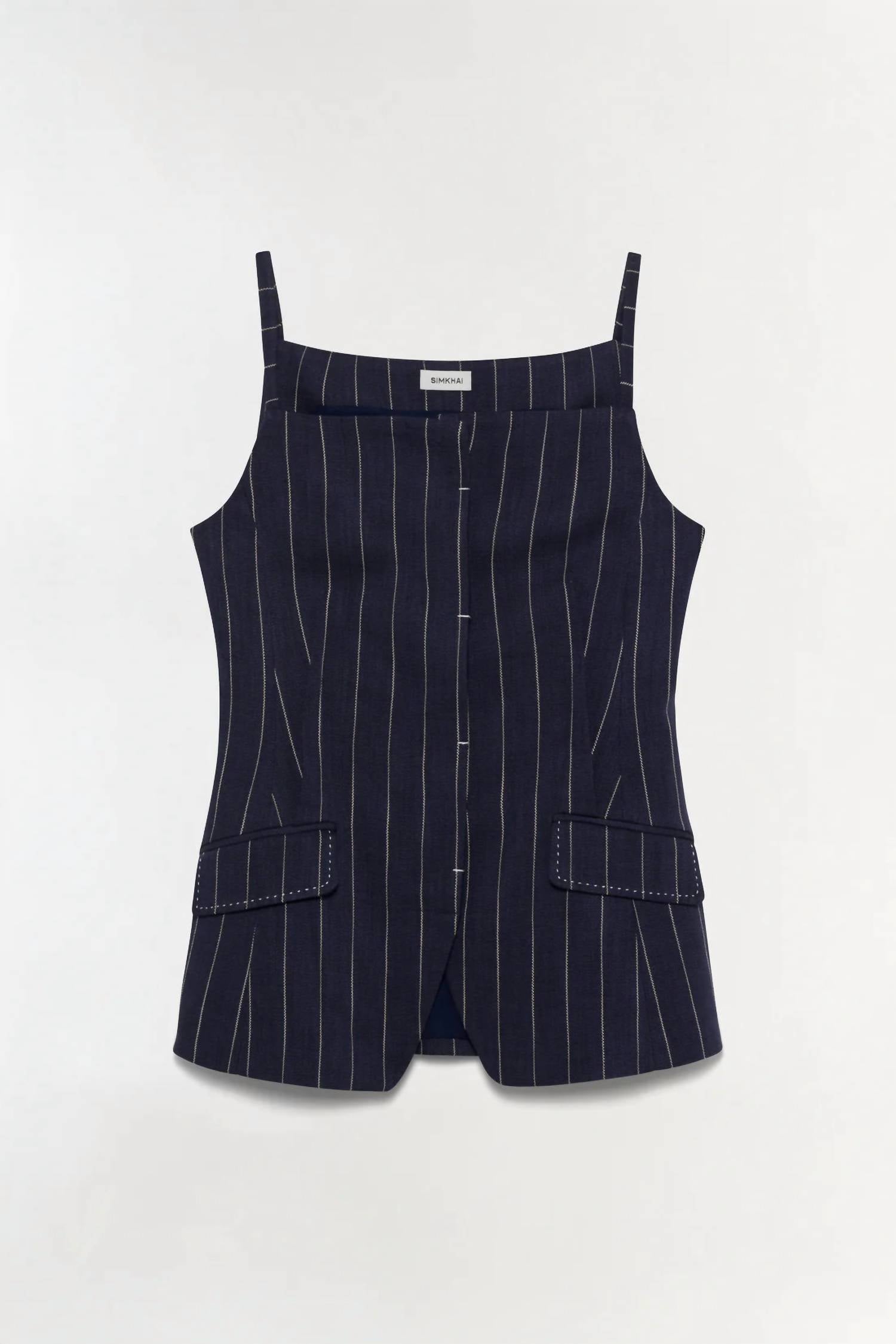 SIMKHAI Edie Square Neck Top in midnight stripe - women's shirt - view 5