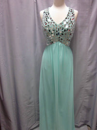 Nox Anabel - Women's Mirror Beaded Chiffon Backless Gown