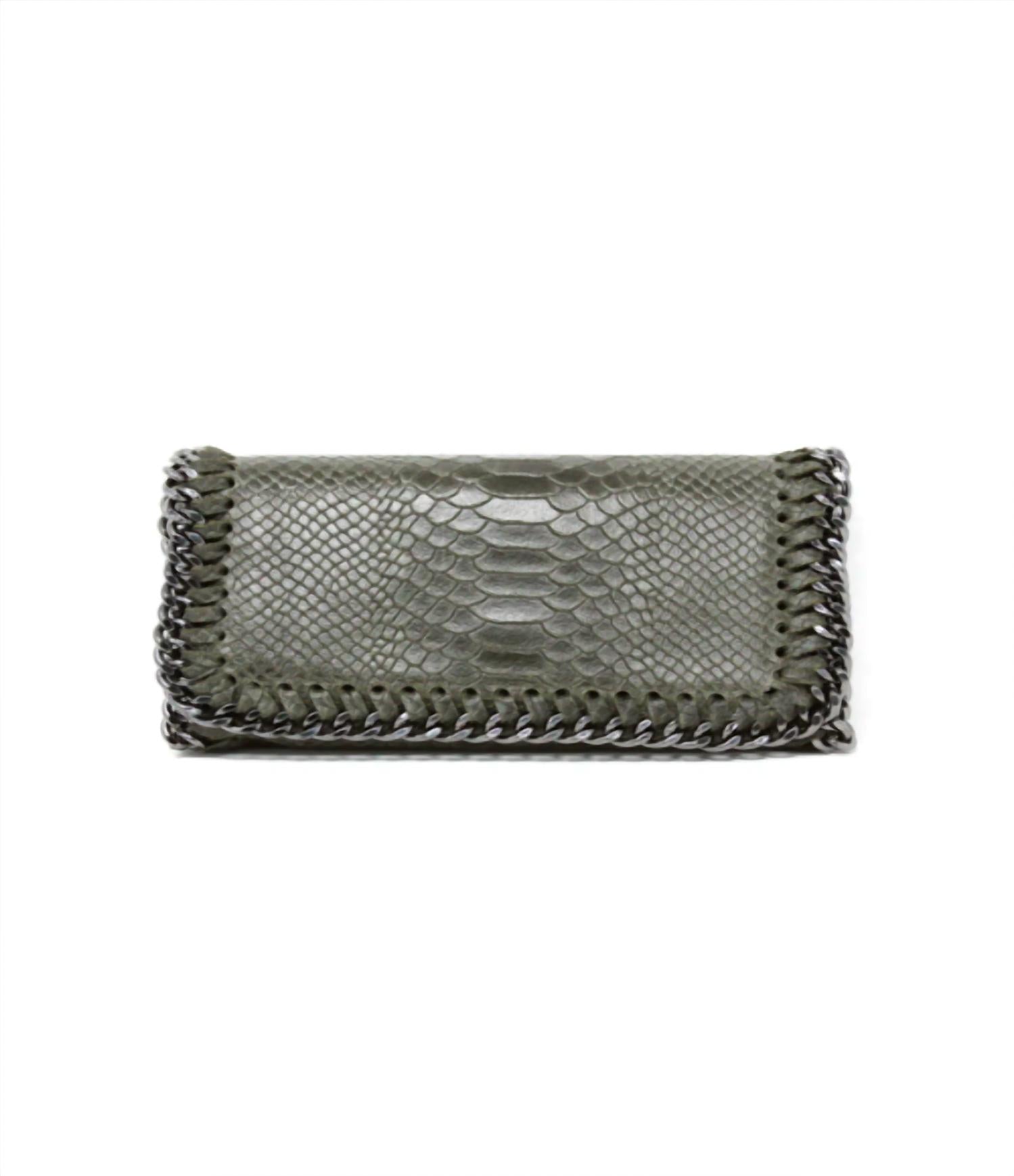 German Fuentes Women's Handbag With Gunmetal Chain in dark green - women's bag