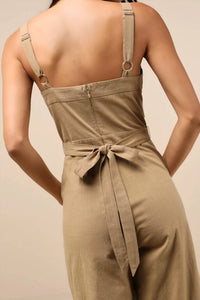 Lulus Lucky For Me Cotton Sleeveless Cropped Jumpsuit in beige - women's pants - view 4