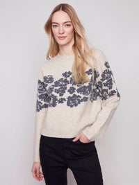 Charlie B - Floral Jacquard Crew Neck Sweater