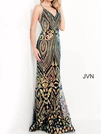 Jovani - V-neck Formal Long Prom Dress