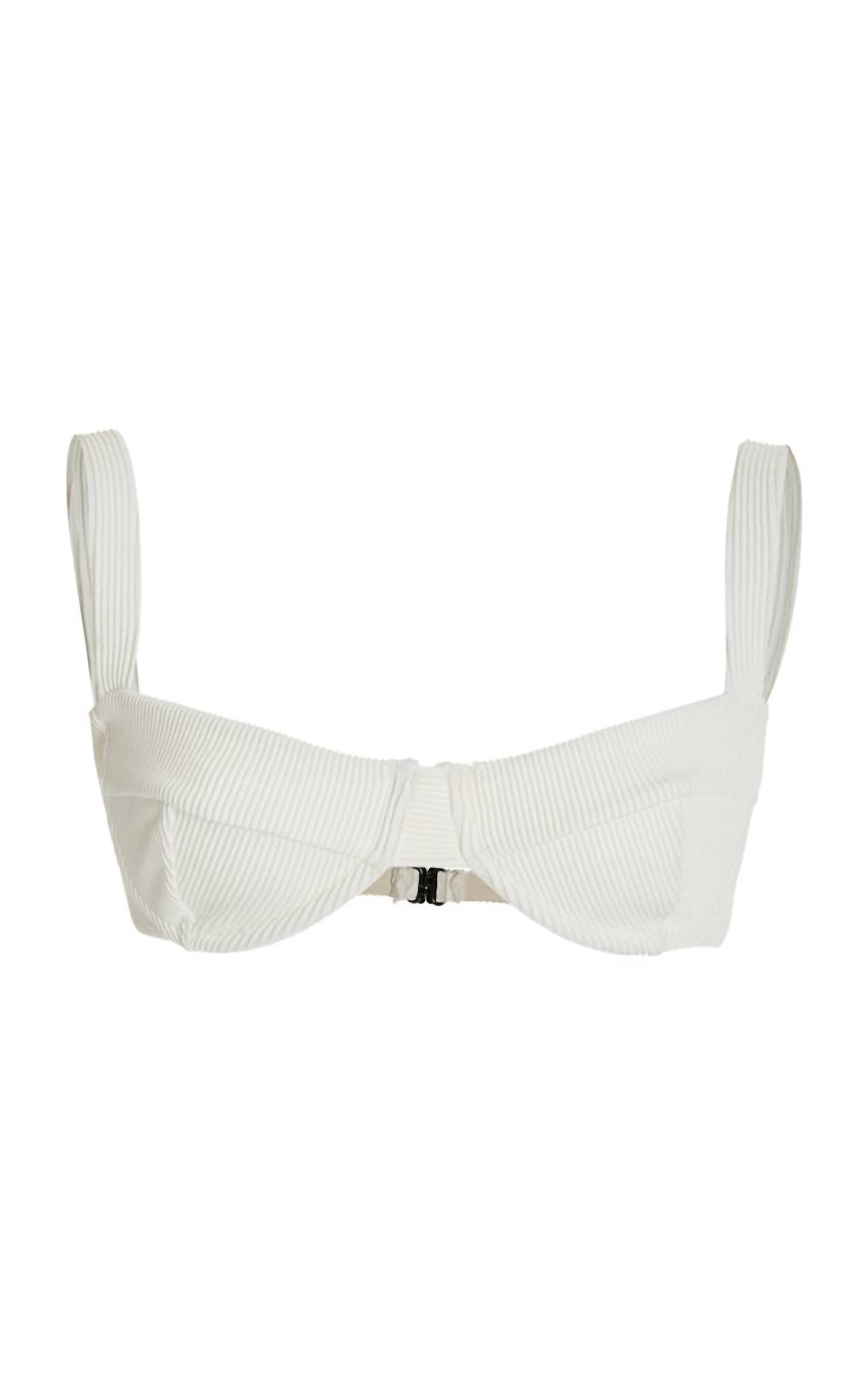 Haight Ribbed Crepe Band Vintage Bikini Top in off white - women's swimwear - detail view