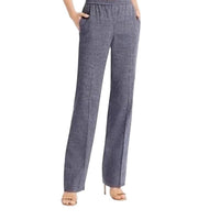 Theory Women's Linen Blend Straight Pull On Pants in navy melange eco sharkskin - women's pants