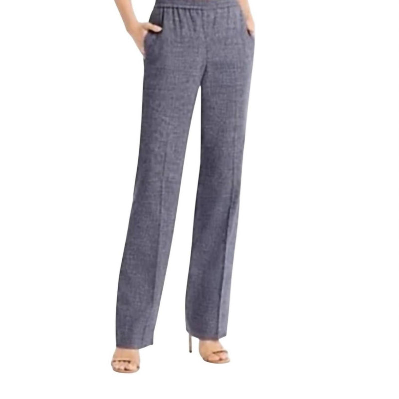Theory Women's Linen Blend Straight Pull On Pants in navy melange eco sharkskin - women's pants