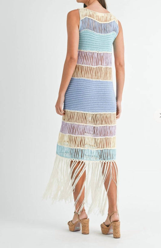Mable - Fringed Crochet Knit Dress