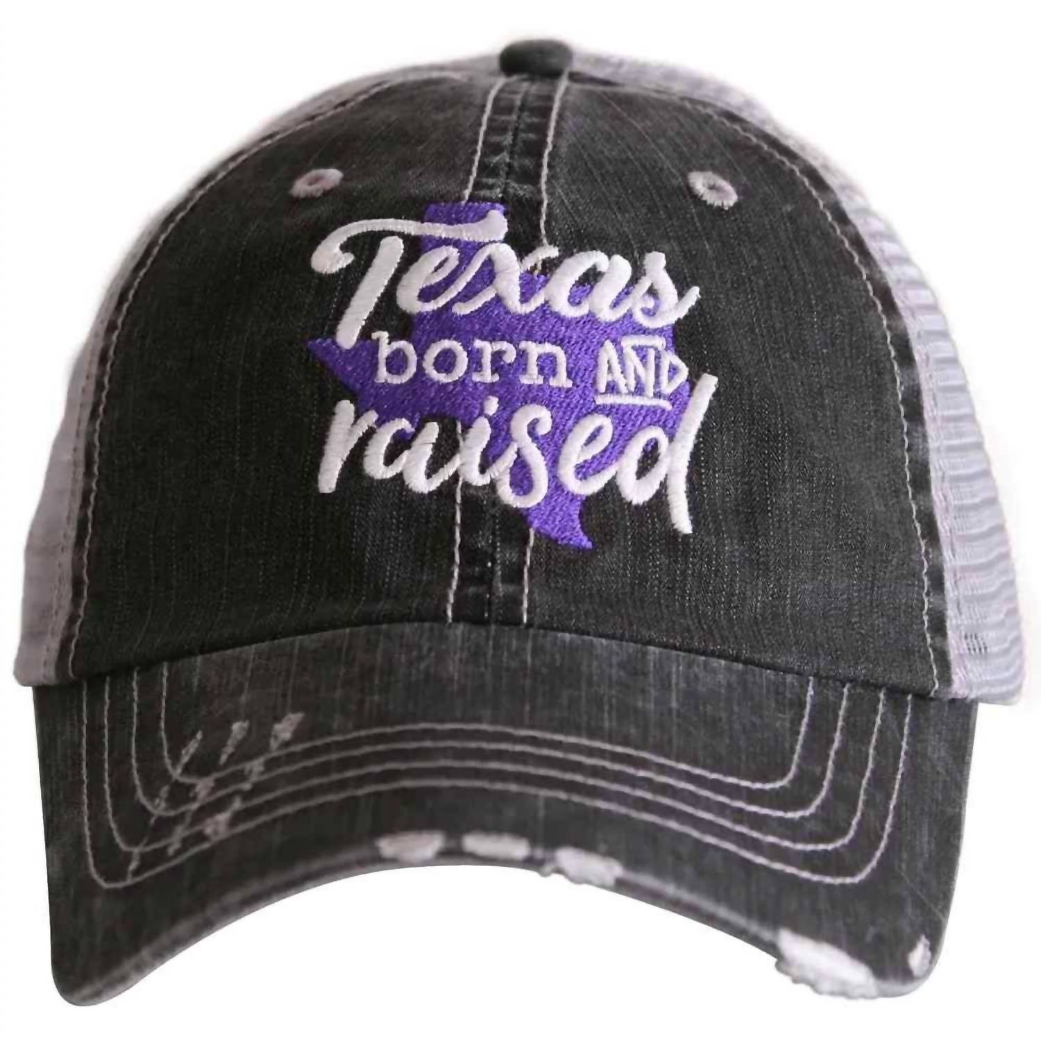 Katydid - Women's Texas Born And Raised Embroidered Distressed Trucker Hat