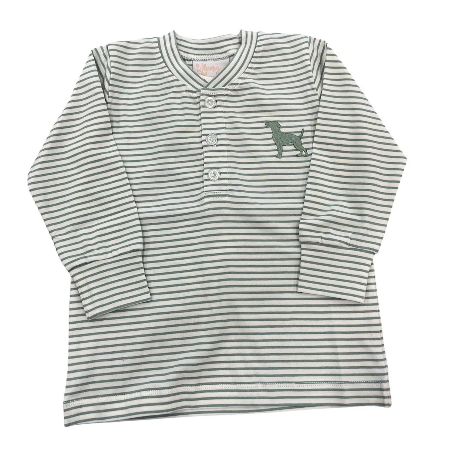 Whimsy Bay Kids - Kid's Striped Dog Henley Tee