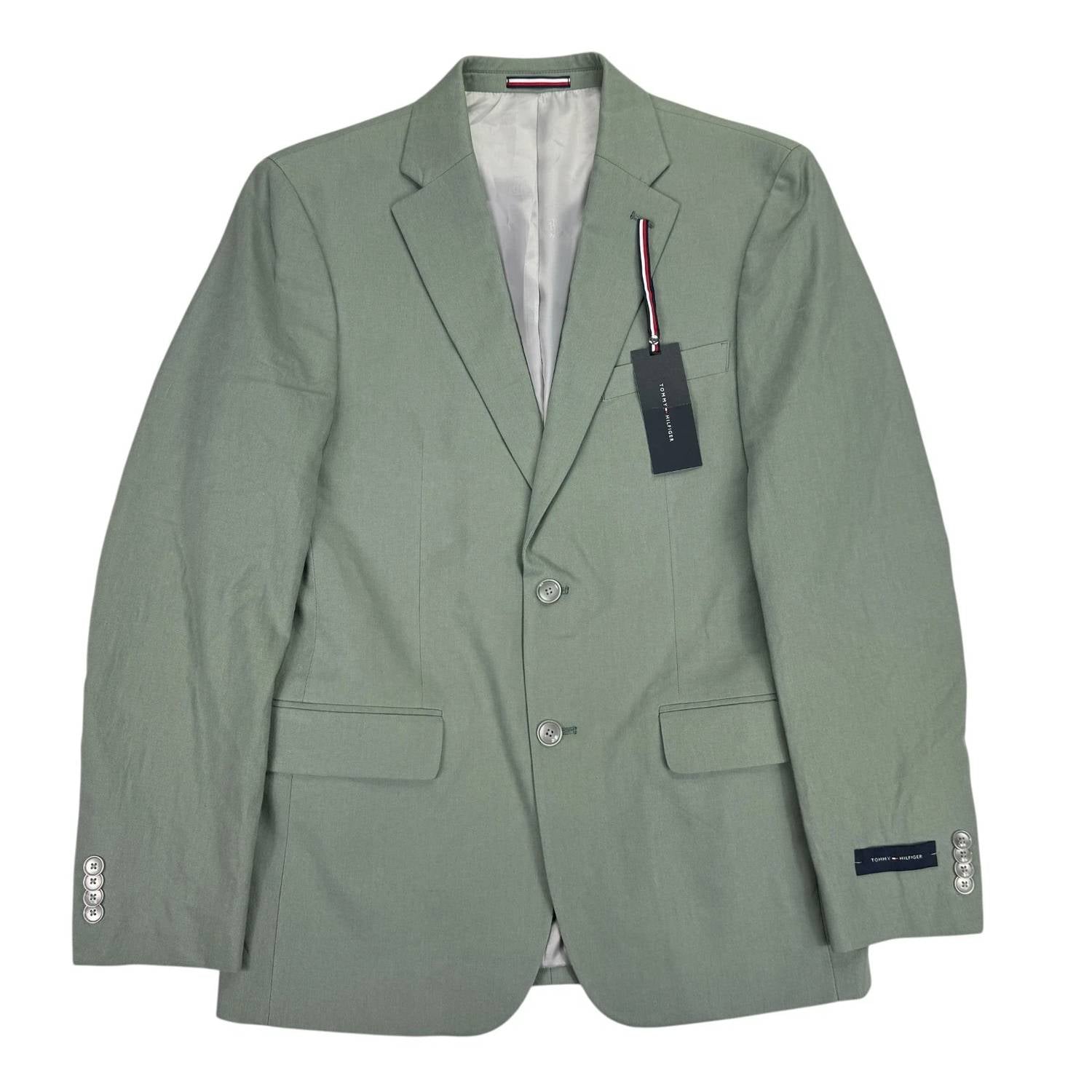 Tommy Hilfiger Men's Conrad Modern Fit Linen Blend Sport Coat in sage green - men's jacket