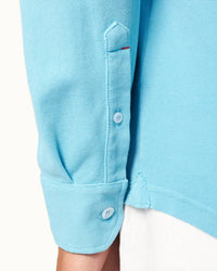 Orlebar Brown Giles Pique Shirt in california blue - men's shirt - alternate view