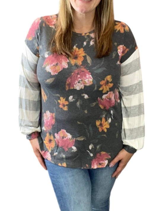 Honeyme - Floral and Stripes Top