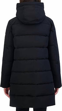 HFX Outdoor Long Hooded Puffer Coat in black - women's jacket - alternate view